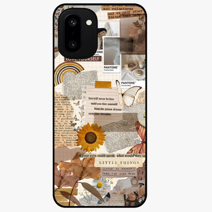 Vintage Aesthetic Collage Glass Case for 1+15R artistic front view featuring layered retro collage artwork