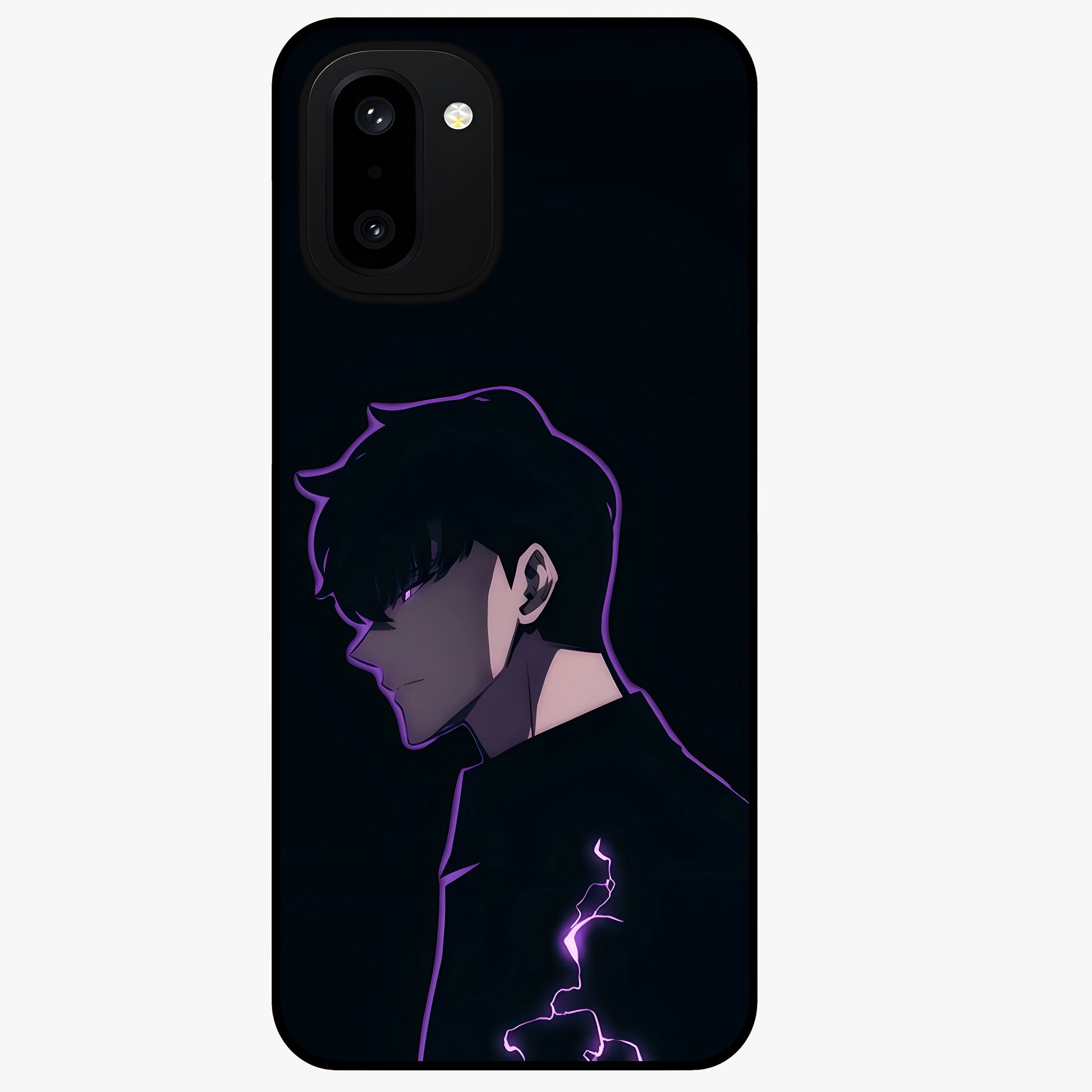 Void Lightning Phantom Glass Case for 1+15R electrifying front view featuring lightning inspired dark artwork