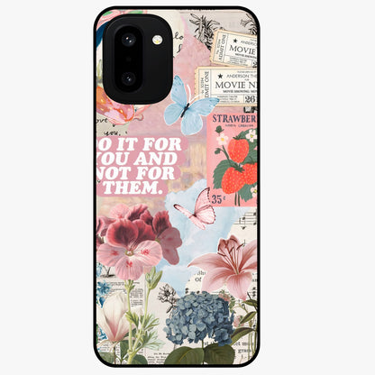 Whimsical Vintage Aesthetic Glass Case for 1+15R charming front view featuring dreamy retro inspired artwork