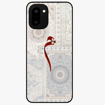 White Aesthetic Bow Glass Case for 1+15R clean front view featuring minimal bow artwork in soft white tones