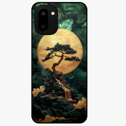 Zen Moon Rise Glass Case for 1+15R tranquil front view featuring rising moon artwork in minimalist style