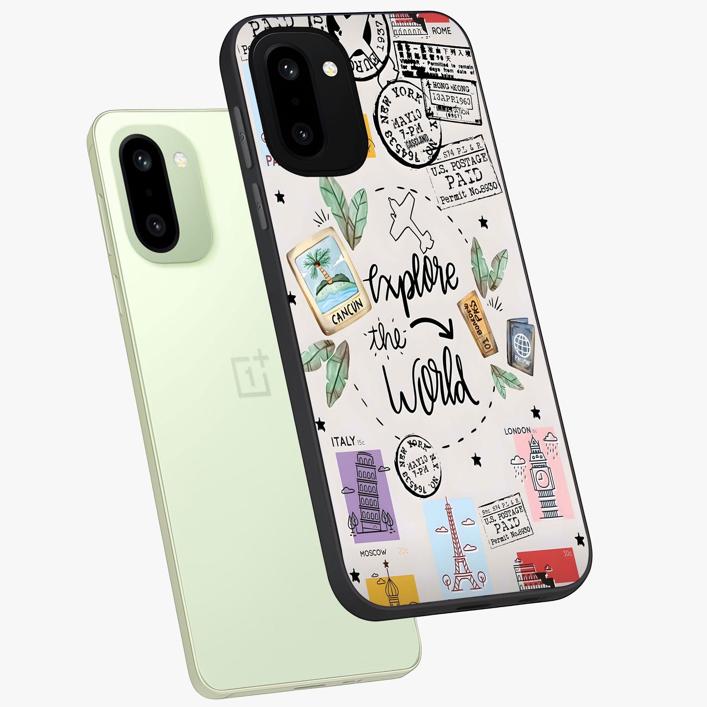 Adventure Awaits Art Glass Case for 1+15R angled display showcasing glossy finish and adventure themed design