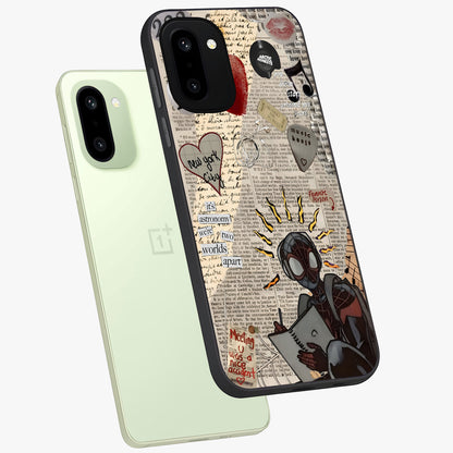 City Dream Sketch Glass Case for 1+15R captured at a warm angle highlighting urban line details, gloss, and edge clarity.