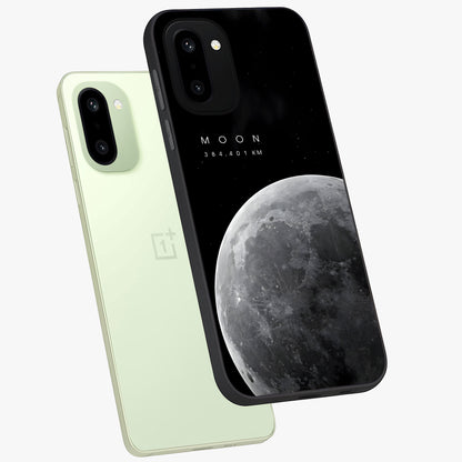 Cosmic Moon Glow Glass Case for 1+15R angled mockup showcasing glossy finish and luminous night design