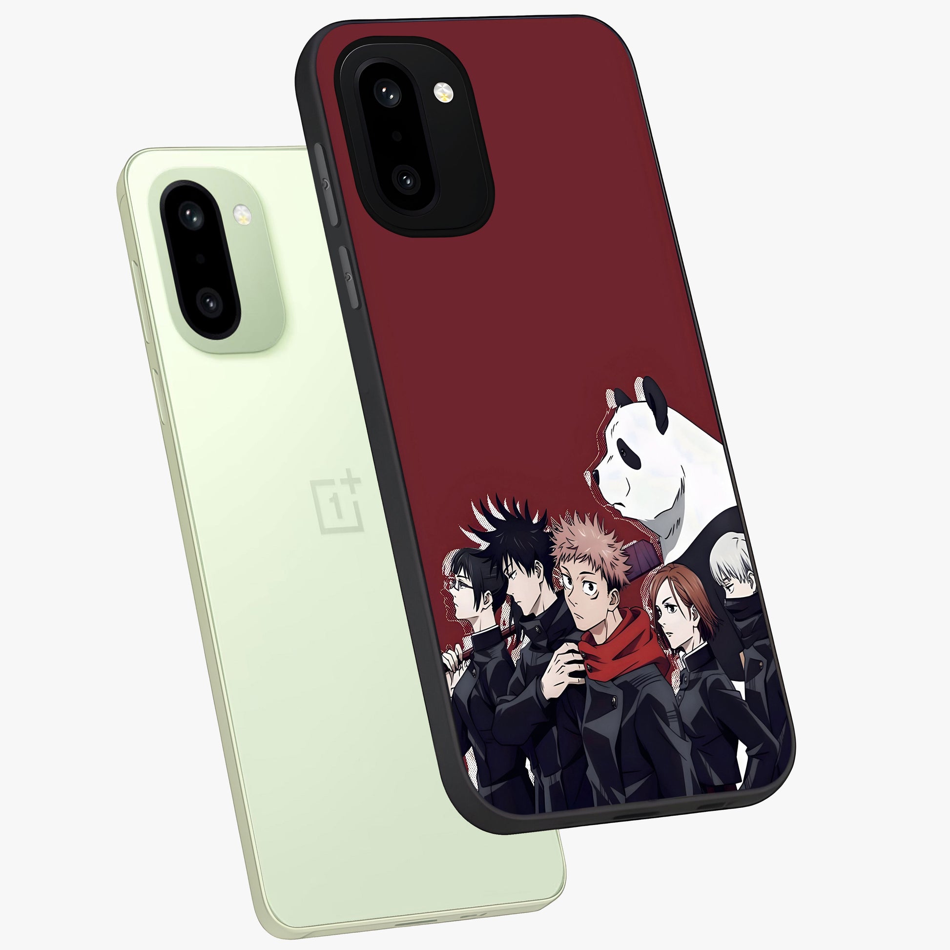 Crimson Crow Judgment Glass Case for 1+15R angled mockup showcasing glossy finish and intense dark aesthetic