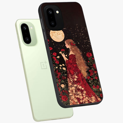 Crimson Dreams Glass Case for 1+15R angled mockup showcasing glossy finish and deep crimson gradients