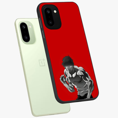 Crimson Power Rush Glass Case for 1+15R angled mockup showcasing glossy finish and high energy design