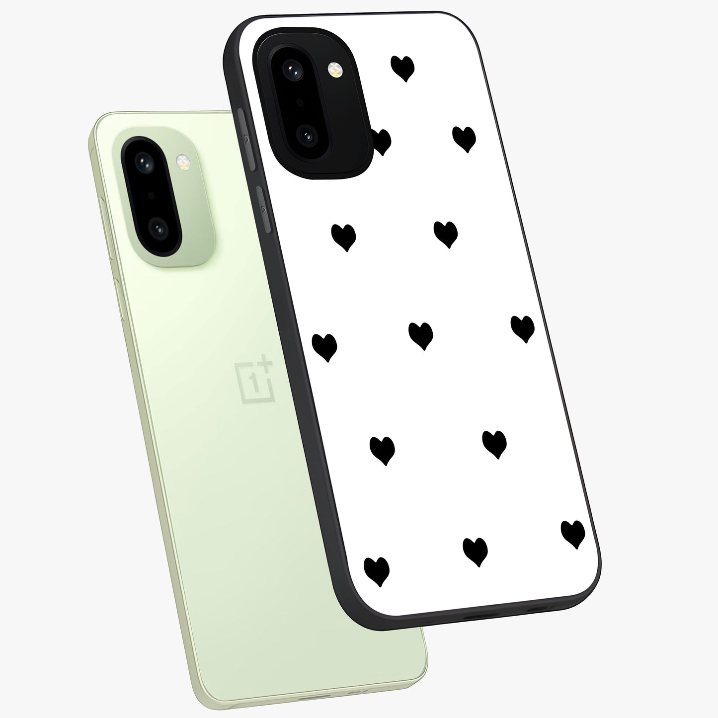 Cute and Simple Black Hearts Glass Case for OnePlus 15R |1+15R