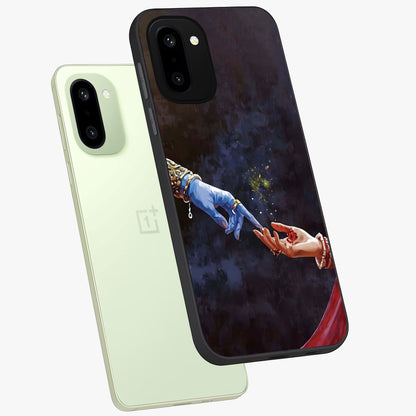 Divine Touch Eternal Glass Case for 1+15R angled mockup showcasing glossy finish and elegant design tones