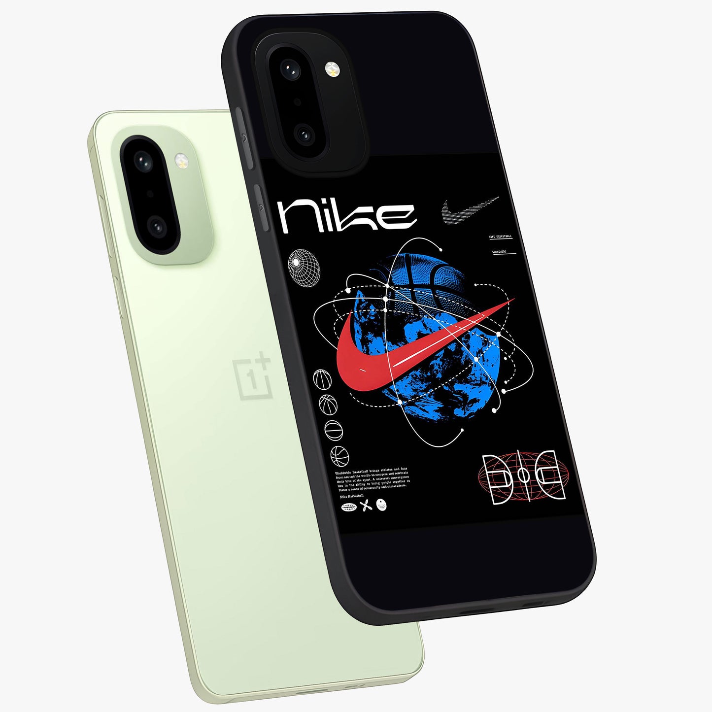 Gravity Sports Fusion Glass Case for 1+15R angled mockup showcasing glossy finish and high energy detailing