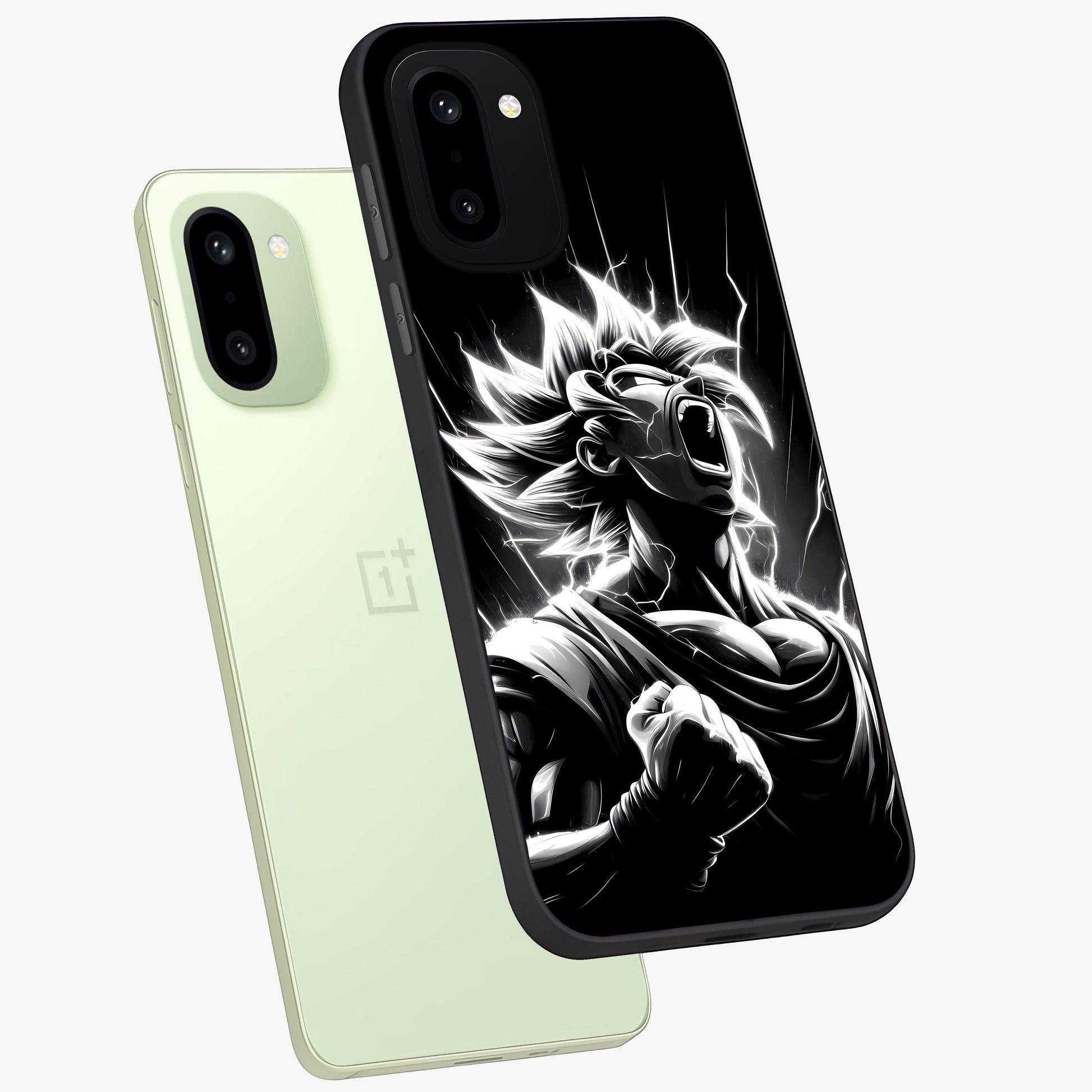 Limitless Power Unleashed Glass Case for 1+15R angled mockup showcasing glossy finish and dramatic power detailing