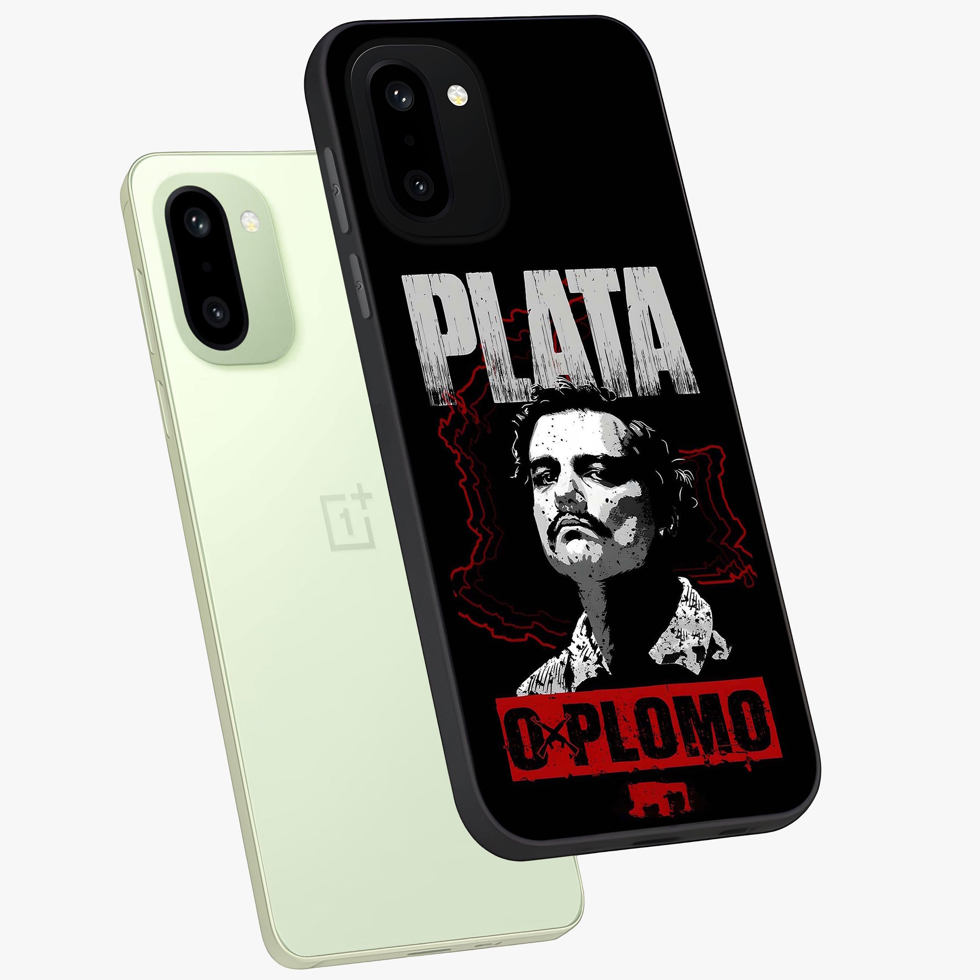 Notorious Crime Empire Glass Case for 1+15R angled mockup showcasing glossy finish and dark urban tones
