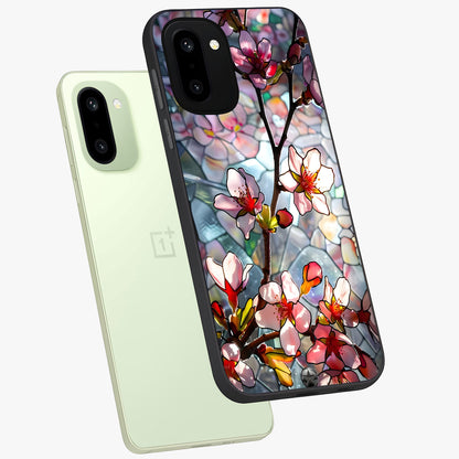Radiant Bloom Glow Glass Case for 1+15R angled mockup showcasing glossy finish and luminous detailing