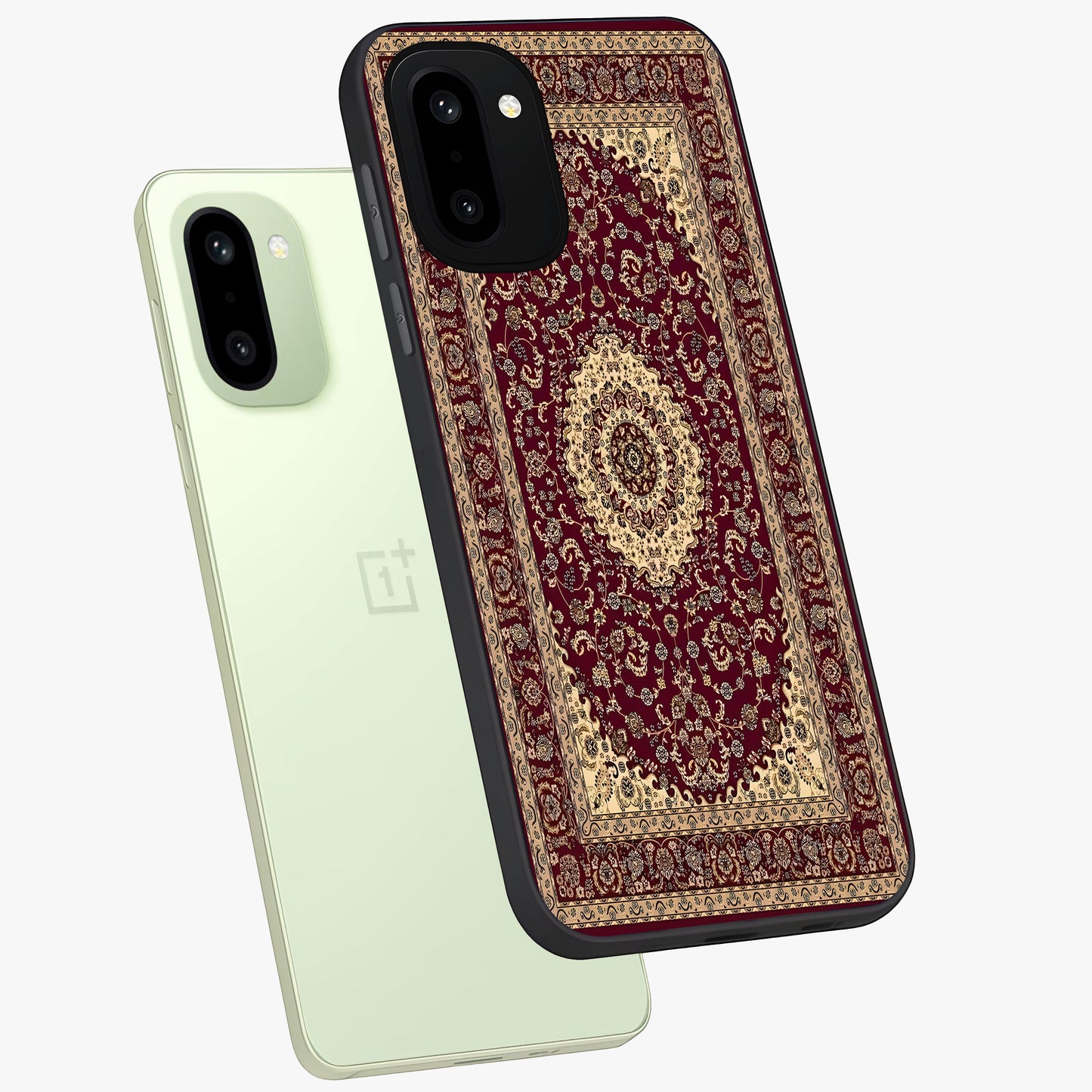 Royal Maroon Heritage Glass Case for 1+15R angled mockup showcasing glossy finish and rich traditional detailing