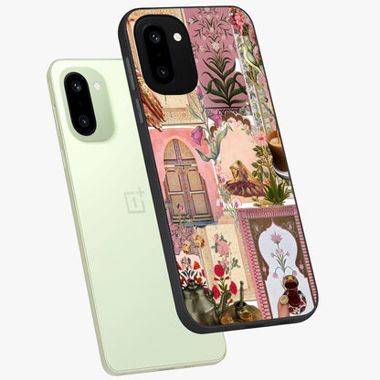Royal Pink Legacy Glass Case for 1+15R angled mockup showcasing glossy finish and refined pastel tones
