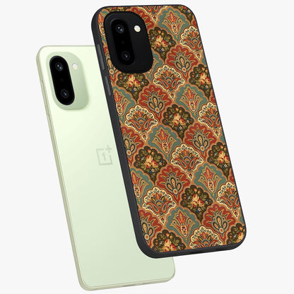 Royal Threadwork Glass Case for 1+15R angled mockup showcasing glossy finish and rich decorative tones