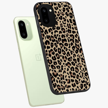 Savage Chic Pattern Glass Case for 1+15R angled mockup showcasing glossy finish and modern graphic detailing