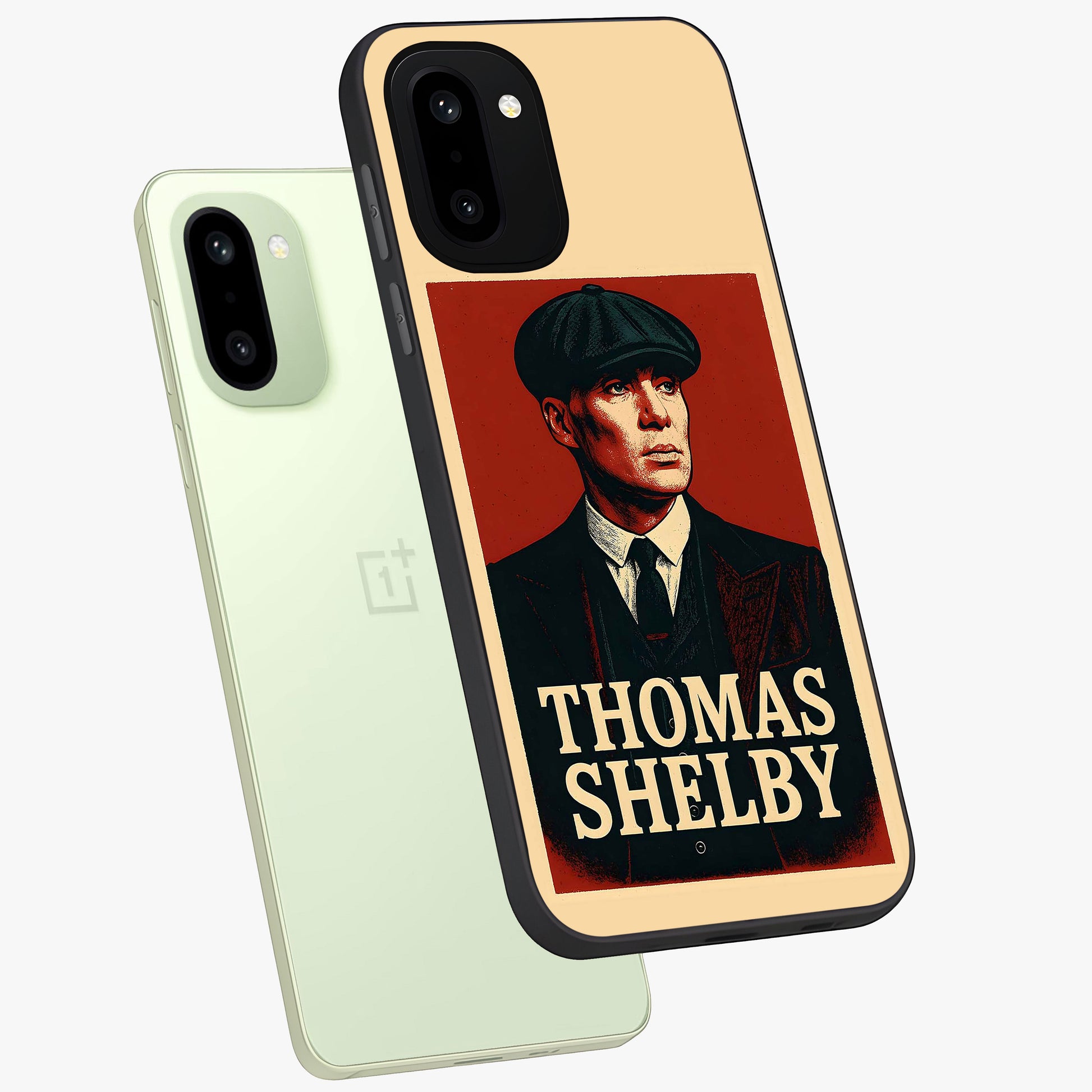 Vintage Mafia Authority Glass Case for 1+15R angled mockup showcasing glossy glass finish and dark vintage detailing