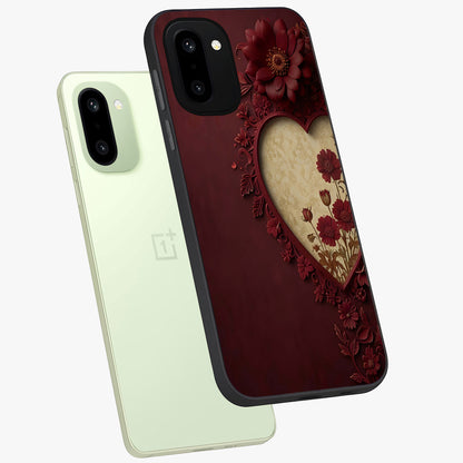 Wine Heart Vintage Art Glass Case for 1+15R angled mockup showcasing glossy finish and rich burgundy tones