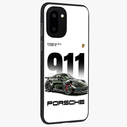 911 Turbo Dominance Glass Case for 1+15R stylish side perspective highlighting sleek edges and high detail sports car illustration