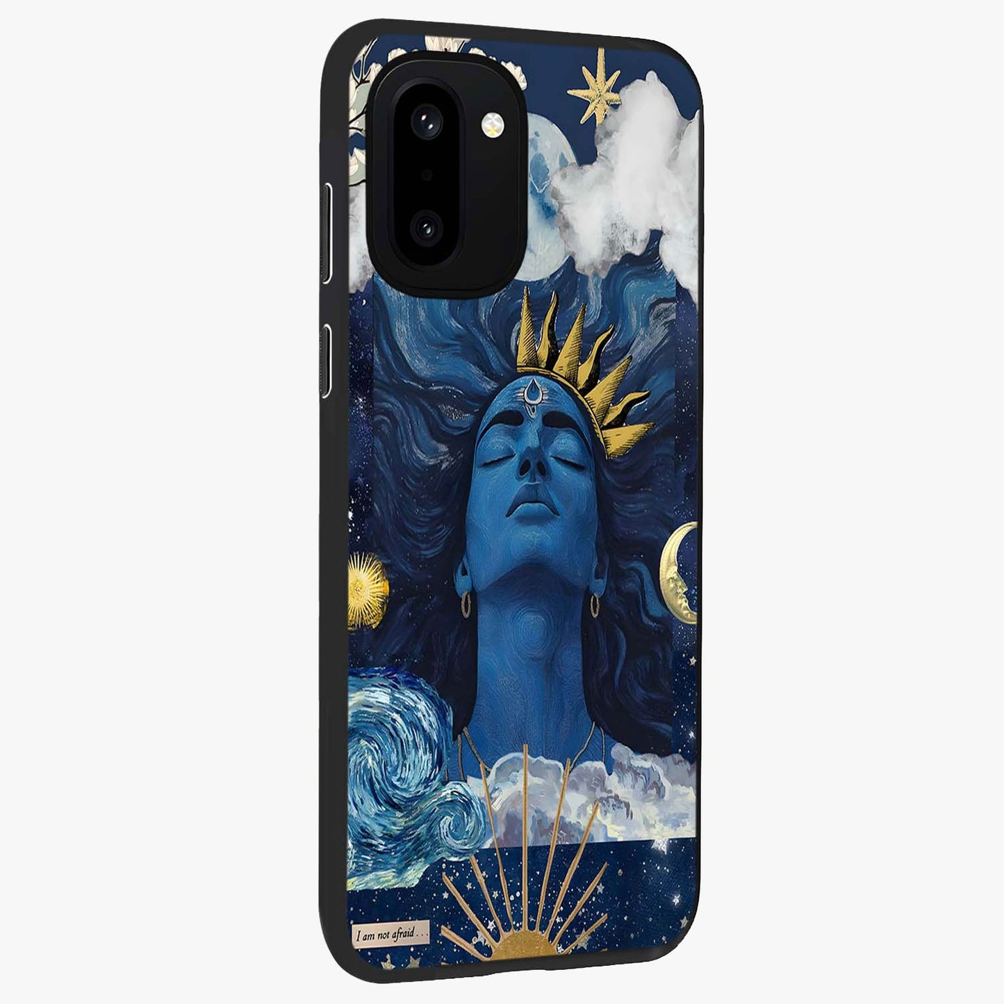 Aesthetic Lord Shiva Glass Case for 1+15R side perspective highlighting vibrant devotional illustration details