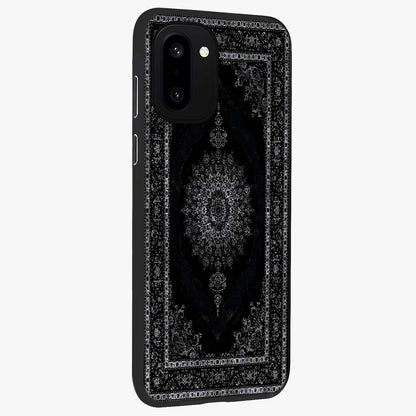 Black Persian Carpet Glass Case for 1+15R side perspective highlighting classic pattern textures and premium build