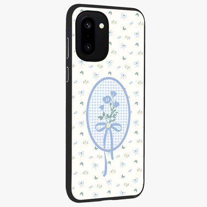 Blue Ribbon Bloom Glass Case for 1+15R side perspective highlighting graceful floral design and premium edges