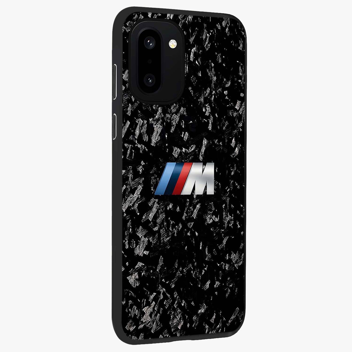Carbon Speed Mark Glass Case for 1+15R side perspective highlighting sleek sporty detailing and premium build