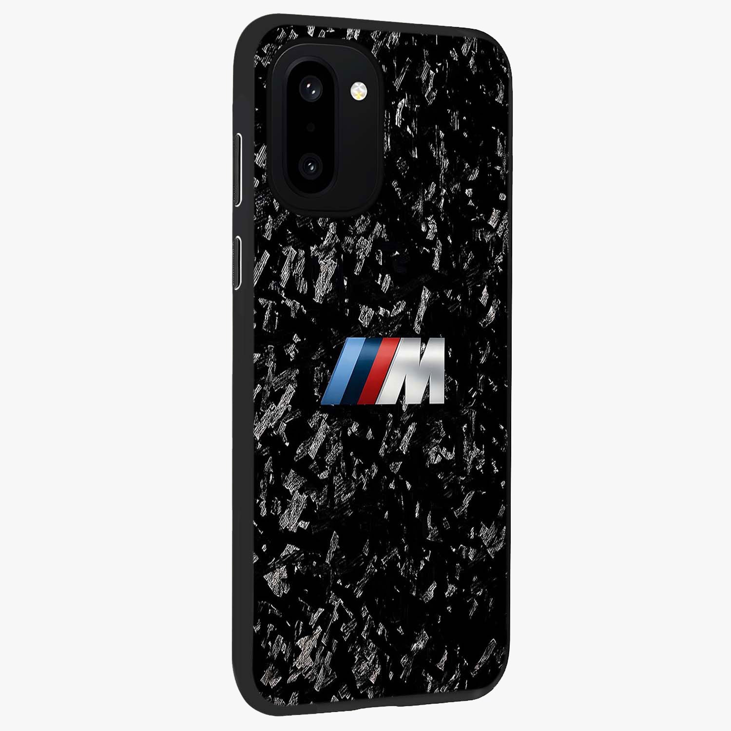 Carbon Speed Mark Glass Case for 1+15R side perspective highlighting sleek sporty detailing and premium build