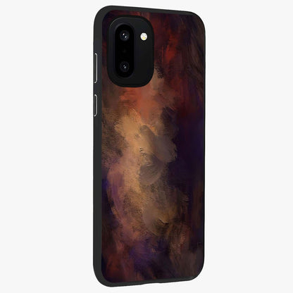 Crimson Dusk Whirl Glass Case for 1+15R side perspective highlighting fluid red textures and sleek build