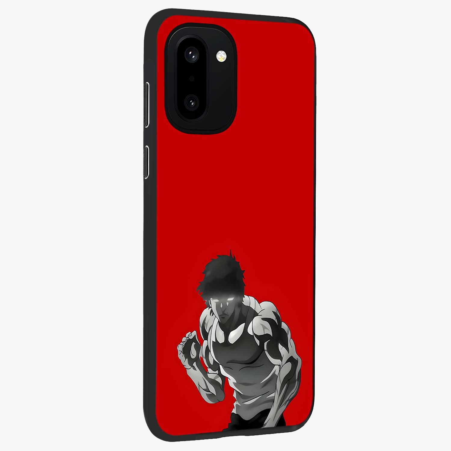 Crimson Power Rush Glass Case for 1+15R side perspective highlighting sharp detailing and premium sporty edge