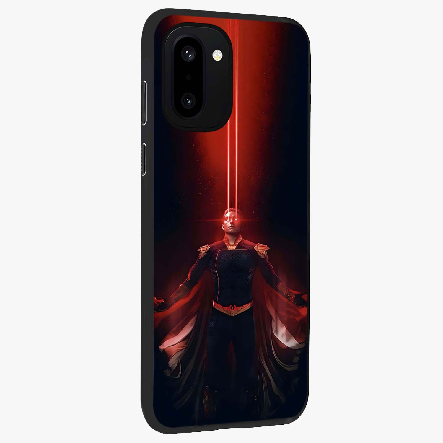 Crimson Vision Ascension Glass Case for 1+15R side perspective highlighting intense color depth and sleek build
