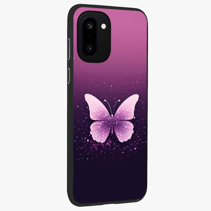 Cute Starry Butterfly Glass Case for 1+15R side perspective highlighting glowing star details and sleek edge finish