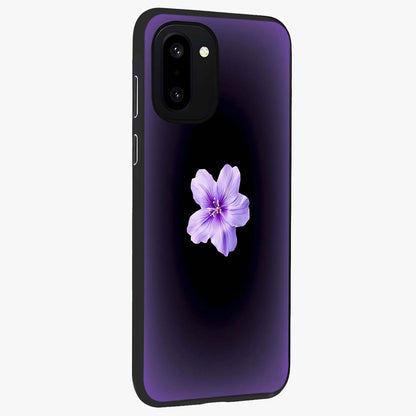 Flower on Soft Violet Gradient Glass Case for 1+15R side perspective highlighting delicate bloom detailing and smooth edges