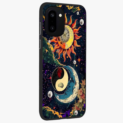 Future Universe Glass Case for 1+15R side perspective highlighting dynamic galaxy textures and premium edges