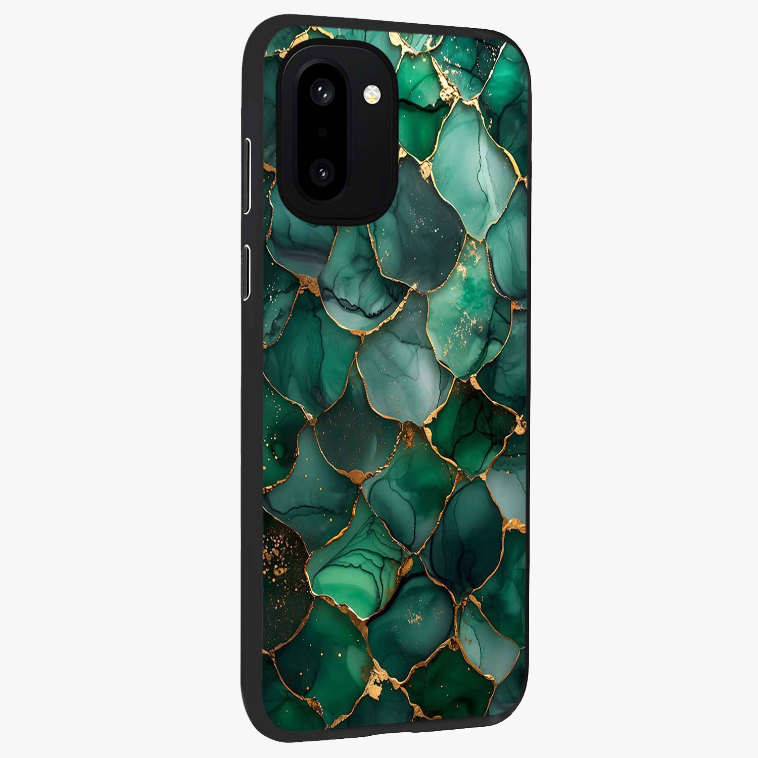 Geometric Polyester Pattern Glass Case for 1+15R side perspective highlighting sharp pattern textures and smooth premium build