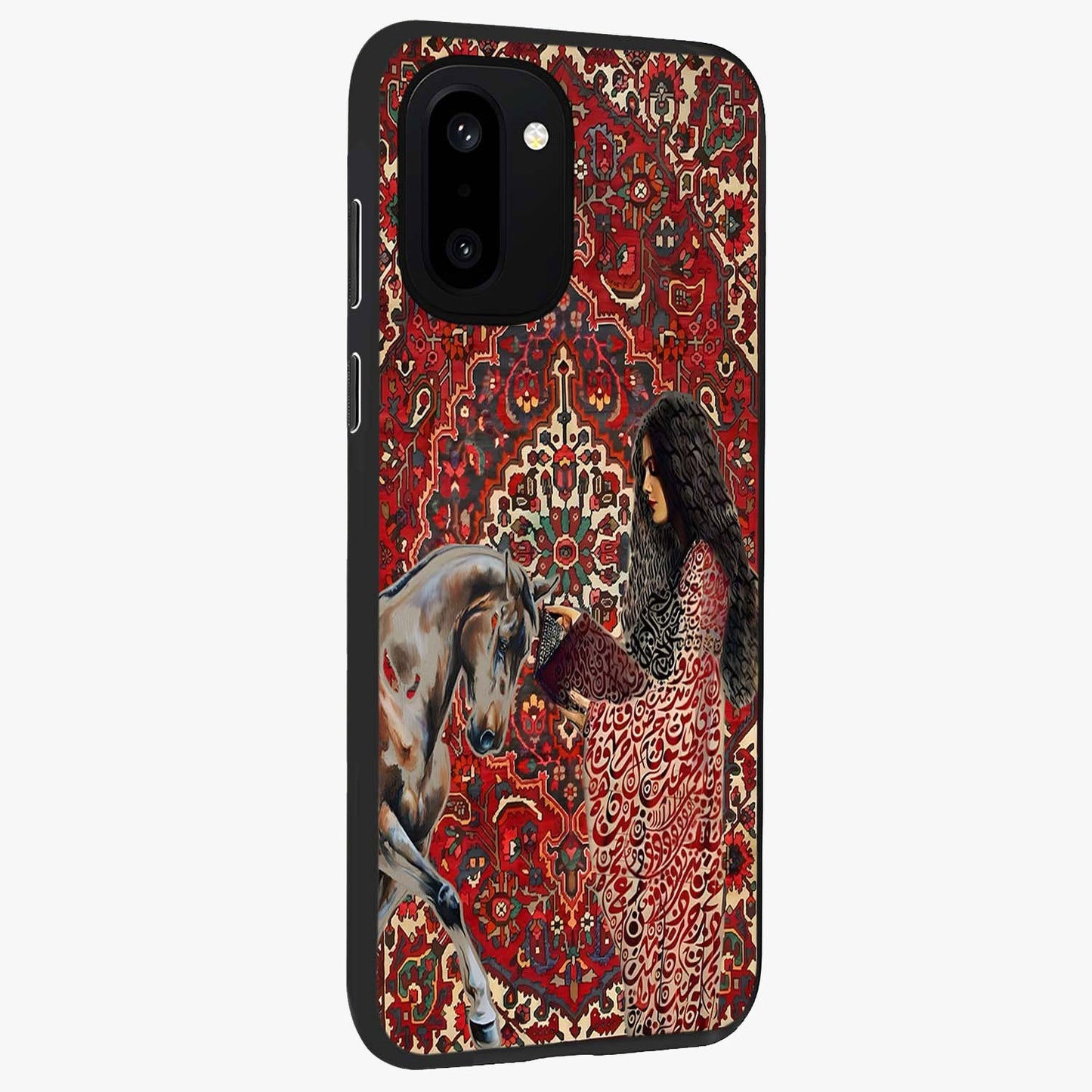 Girl With Horse Glass Case for 1+15R side perspective highlighting graceful equestrian detailing and smooth build