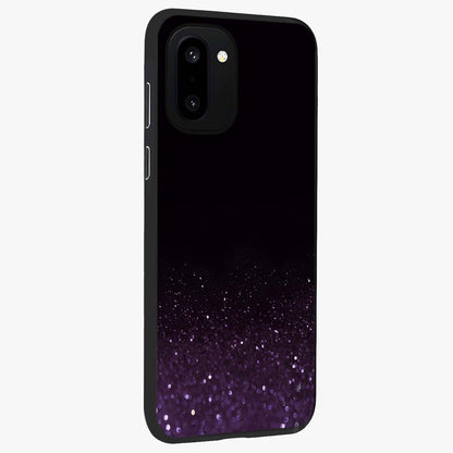 Glittery Purple Bokeh Glass Case for 1+15R side perspective highlighting glowing textures and sleek premium edges