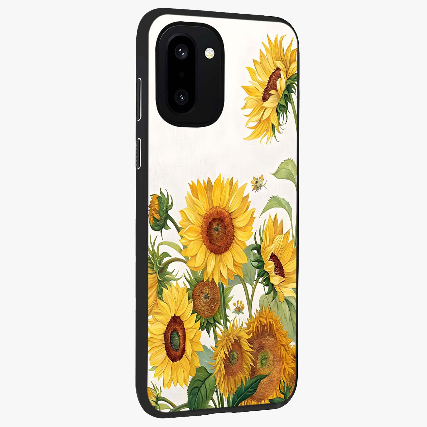 Golden Bloom Night Glass Case for 1+15R side perspective highlighting radiant bloom detailing and premium edges
