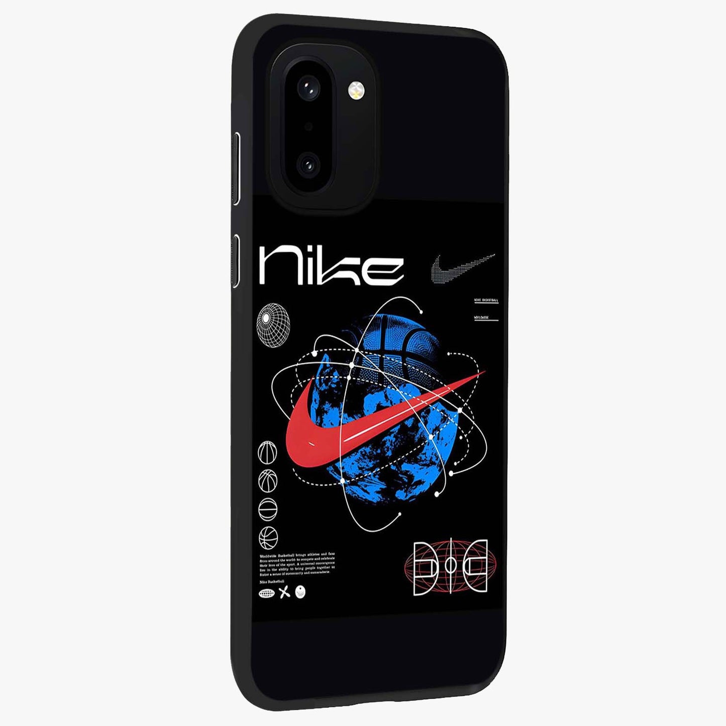 Gravity Sports Fusion Glass Case for 1+15R side perspective highlighting sharp textures and sleek premium build
