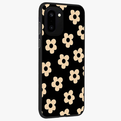 Little Daisy Flower Retro Pattern Glass Case for 1+15R side perspective highlighting playful floral textures and smooth premium edges