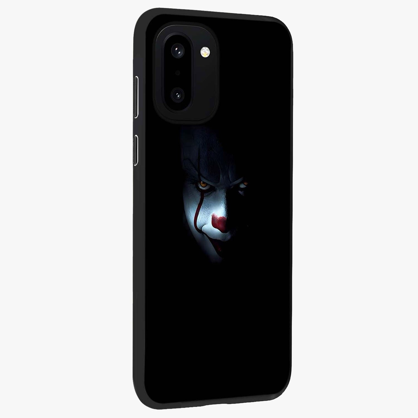 Midnight Madness Smile Glass Case for 1+15R side perspective highlighting expressive textures and sleek edges
