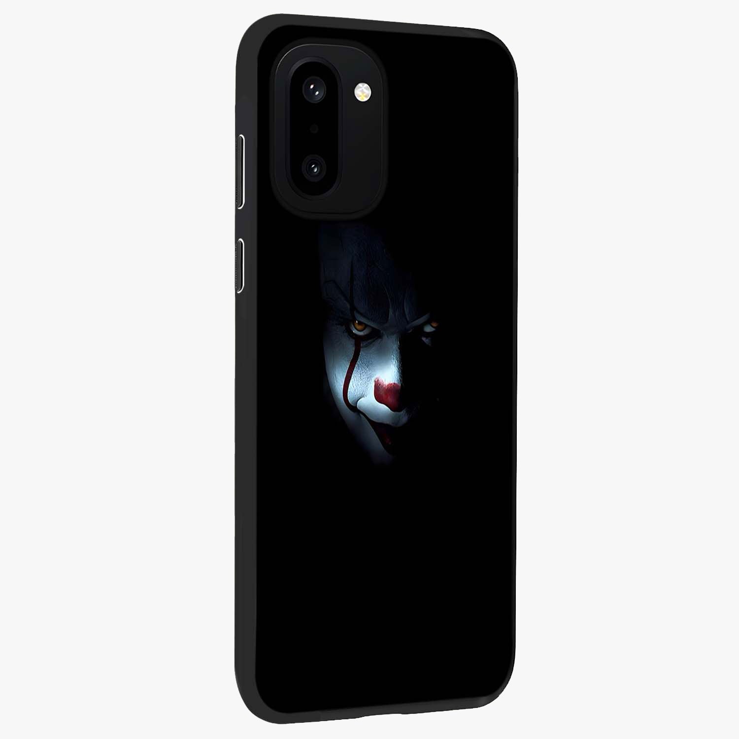 Midnight Madness Smile Glass Case for 1+15R side perspective highlighting expressive textures and sleek edges