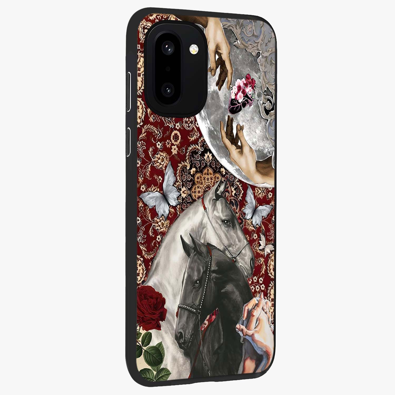 Moonlit Royal Stallion Glass Case for 1+15R side perspective highlighting refined equestrian detailing and premium edges
