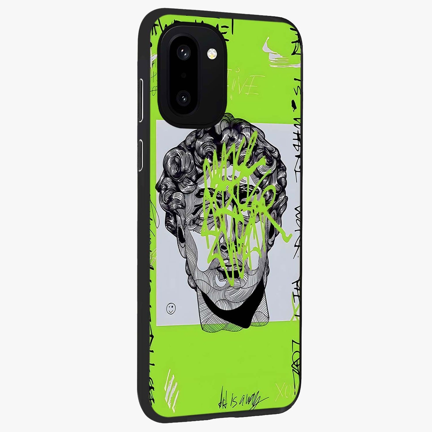 Neo Graffiti Rebellion Glass Case for 1+15R side perspective highlighting vibrant street textures and premium edges