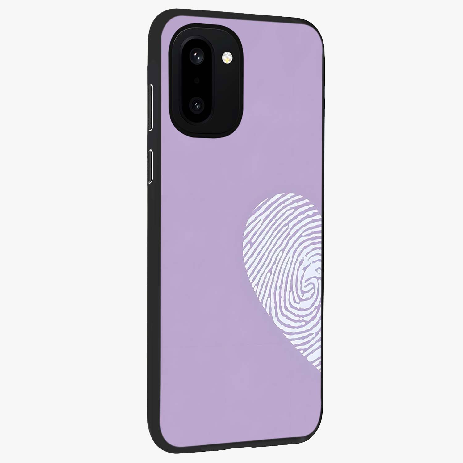 One Heart Identity Glass Case for 1+15R side perspective highlighting clean detailing and sleek premium build