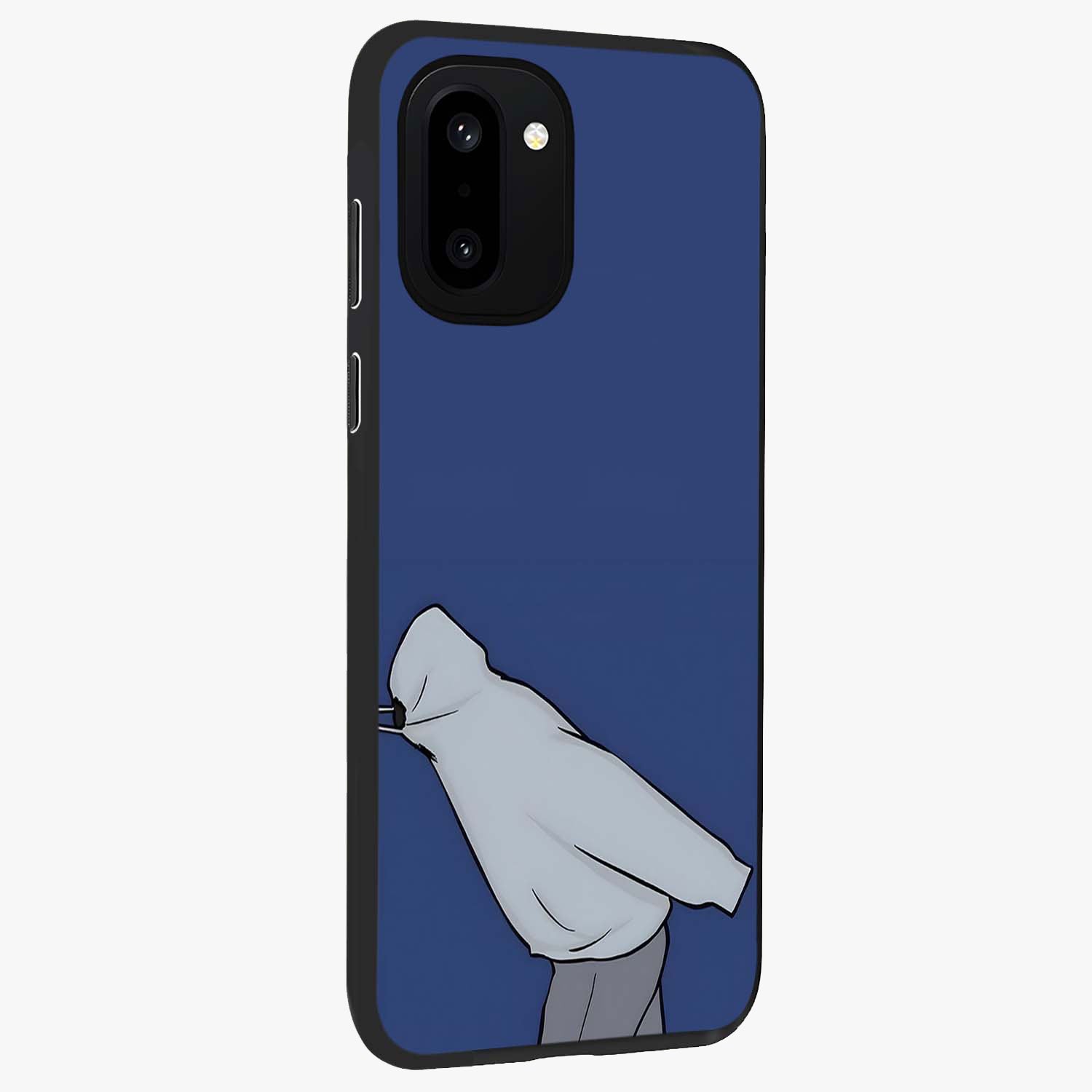 Quiet Painful Love Glass Case for 1+15R side perspective highlighting subtle detailing and smooth premium build