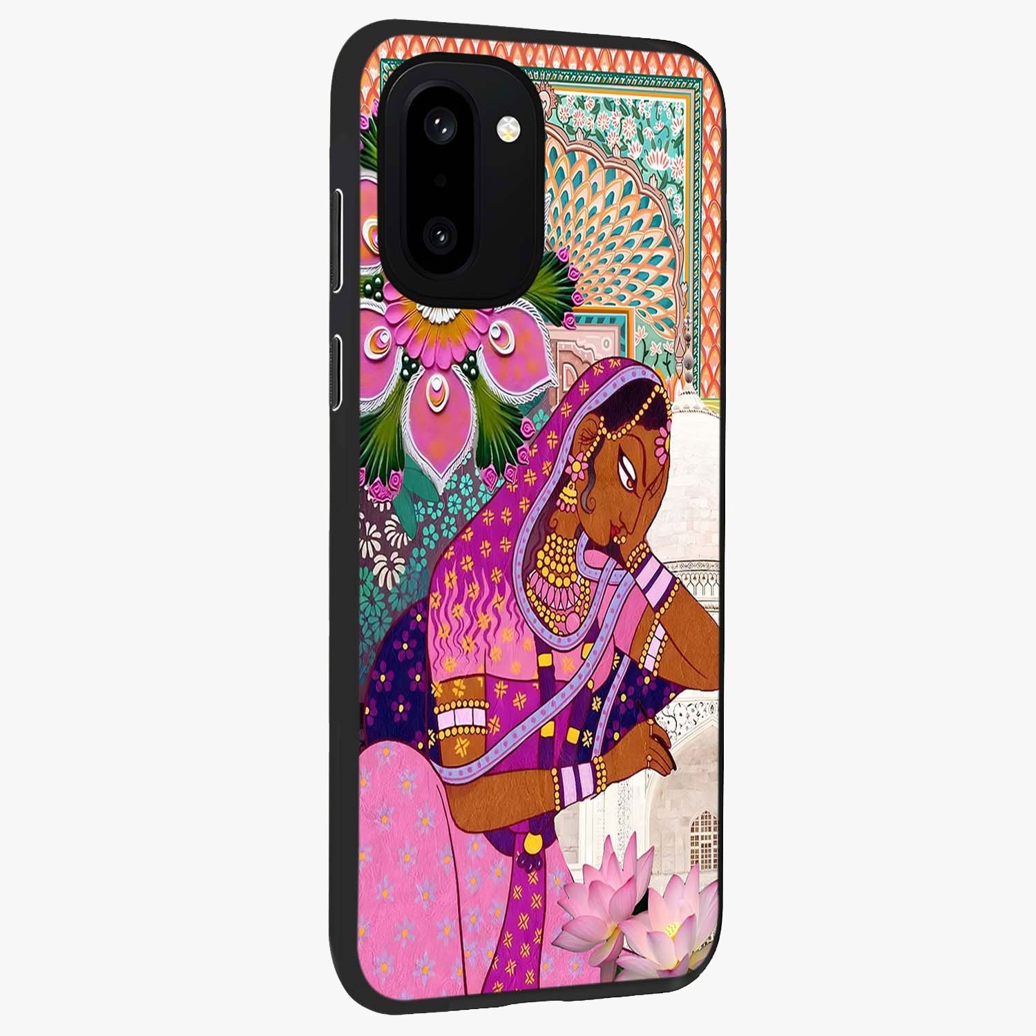Royal Lotus Muse Glass Case for 1+15R side perspective highlighting serene textures and smooth build