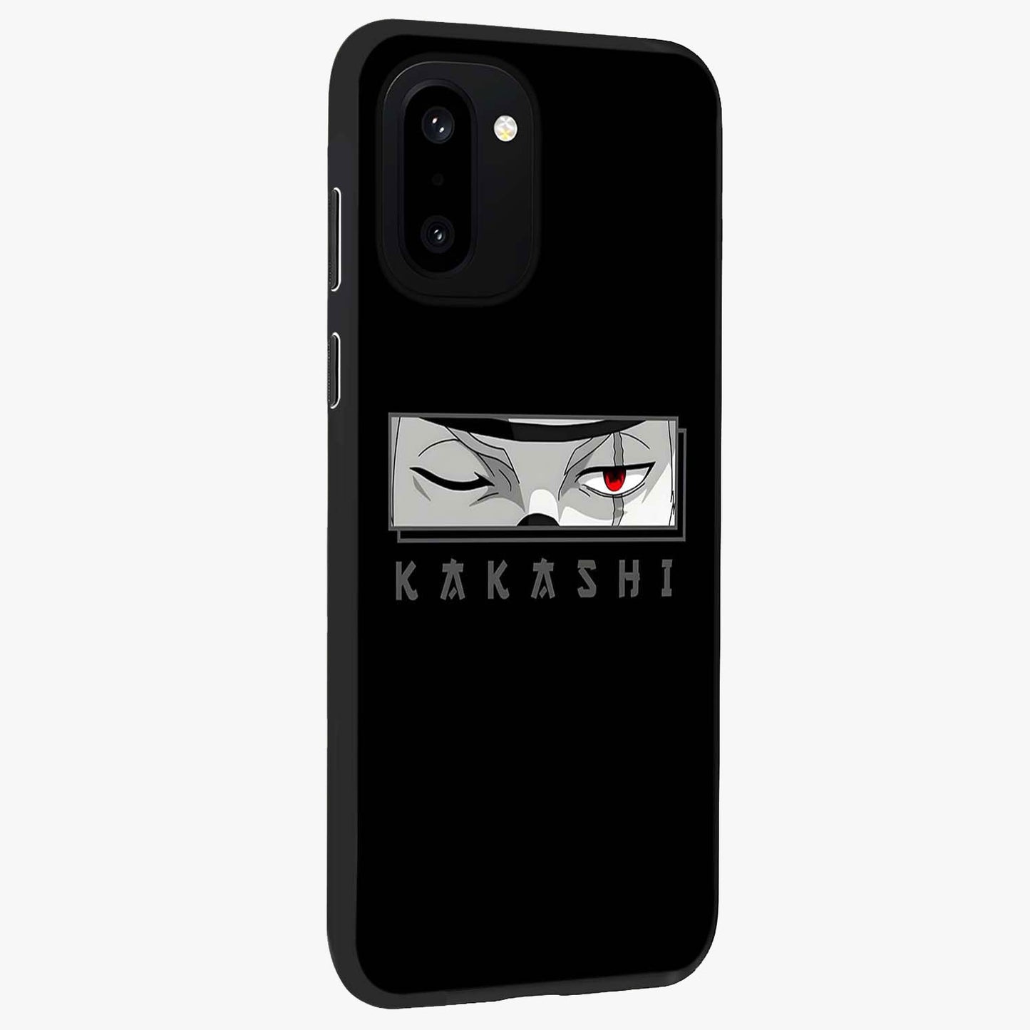Scarlet Ninja Gaze Glass Case for 1+15R side perspective highlighting intense textures and premium edges