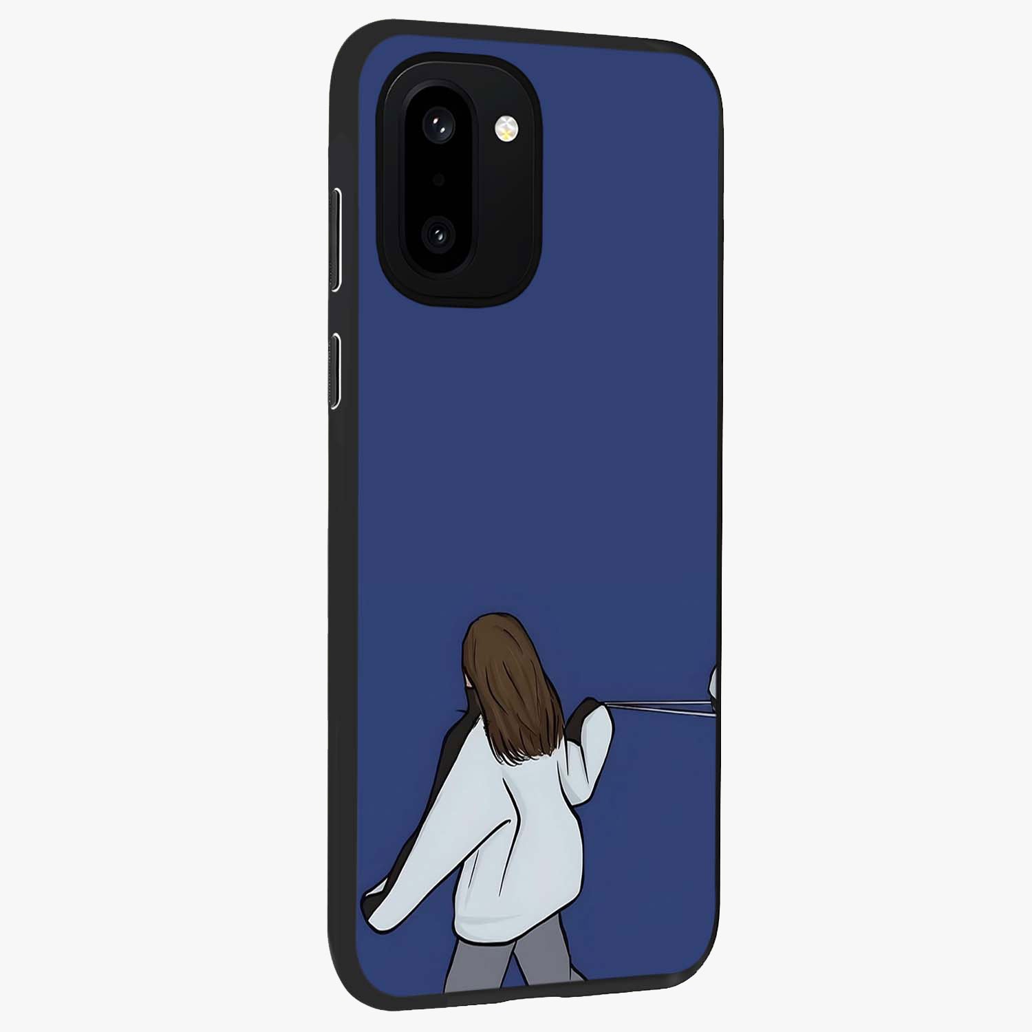 Silent Distance Love Glass Case for 1+15R side perspective highlighting delicate textures and premium edges
